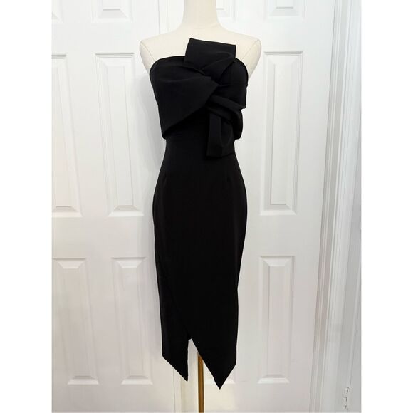 Bianca and Bridgett Dresses & Skirts - Bianca and Bridgett Black Twist Bow Front Strapless Sheath Dress Size 6 NWT